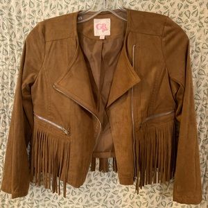 Faux Suede Fringe Jacket